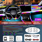 Universal Acrylic RGB LED Car Interior Ambient Lighting Strip Kit with App Control